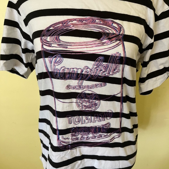 Uniqlo SPRZ NY Andy Warhol Black and White Striped Campbells Soup Tee Size Small - Picture 2 of 8